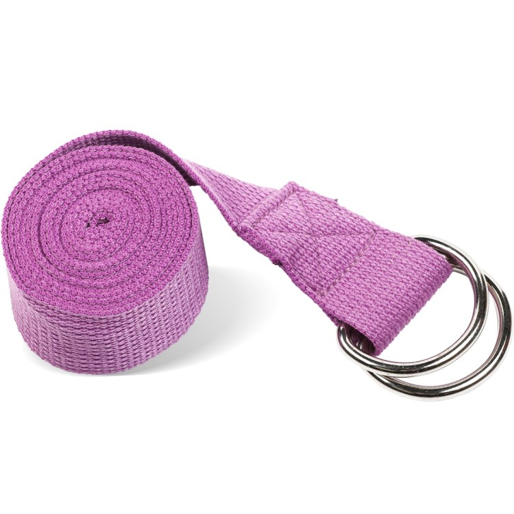 Ремень для йоги с металлическим карабином PRCTZ YOGA STRAP, фиолет.