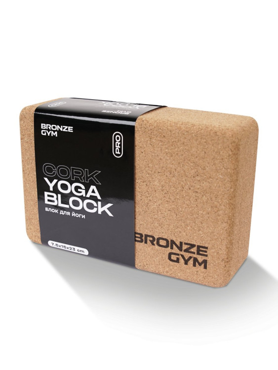 Блок для йоги BRONZE GYM, 23х15х7,5 см.,пробка