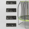 Батут каркасный 300см (10фут), SCHOLLE, JUMPER, с защитной сеткой и лестницей, зеленый