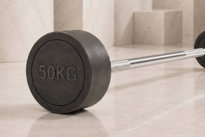 Штанга неразборная обрезиненная 50 кг. Изогнутый гриф. VictoryFit VF-DX5500
