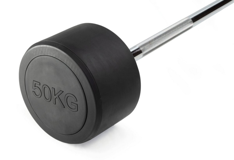 Штанга неразборная обрезиненная 50 кг. Изогнутый гриф. VictoryFit VF-DX5500