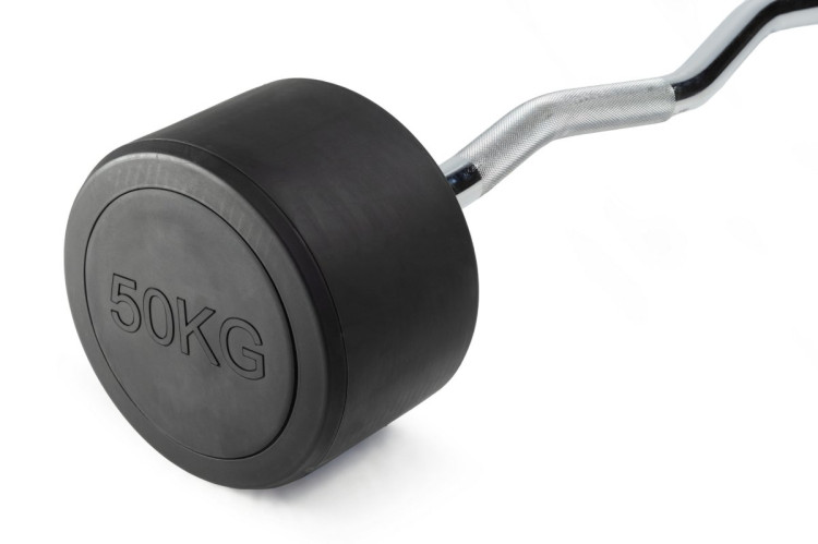 Штанга неразборная обрезиненная 50 кг. Изогнутый гриф. VictoryFit VF-DX5500