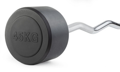Штанга неразборная обрезиненная 45 кг. Изогнутый гриф. VictoryFit VF-DX5450