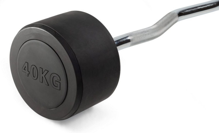 Штанга неразборная обрезиненная 40 кг. Изогнутый гриф. VictoryFit VF-DX5400
