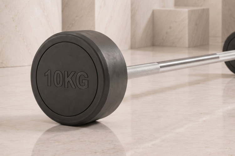 Штанга неразборная обрезиненная 10 кг. Прямой гриф. VictoryFit VF-DX4100