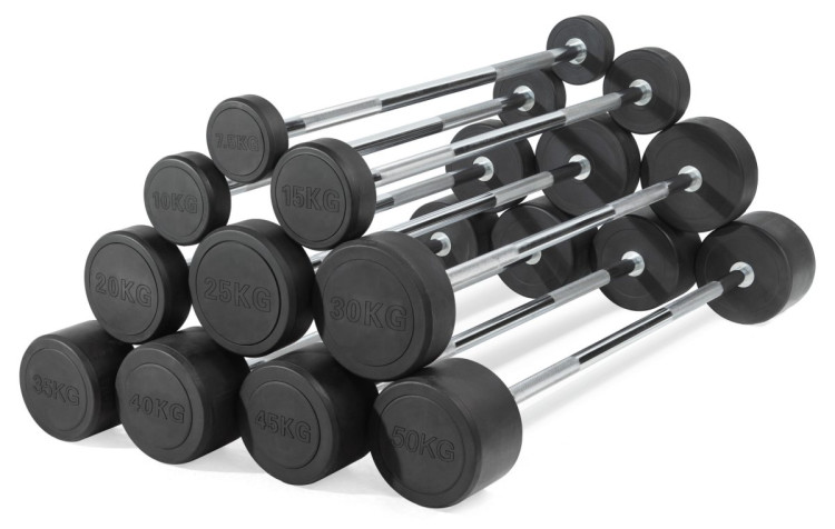 Штанга неразборная обрезиненная 7,5 кг. Прямой гриф. VictoryFit VF-DX4075