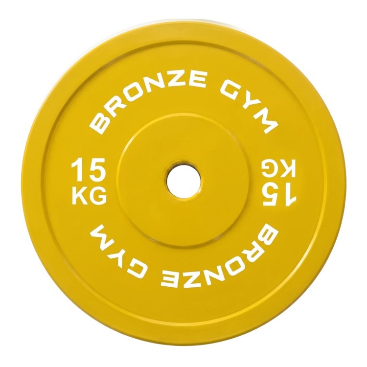 Диск калиброванный BRONZE GYM для пауэрлифтинга желтый 15 кг