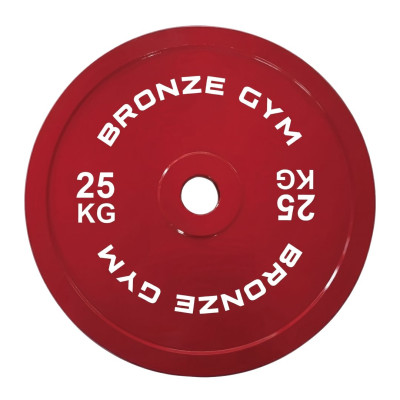 Диск калиброванный BRONZE GYM для пауэрлифтинга красный 25 кг