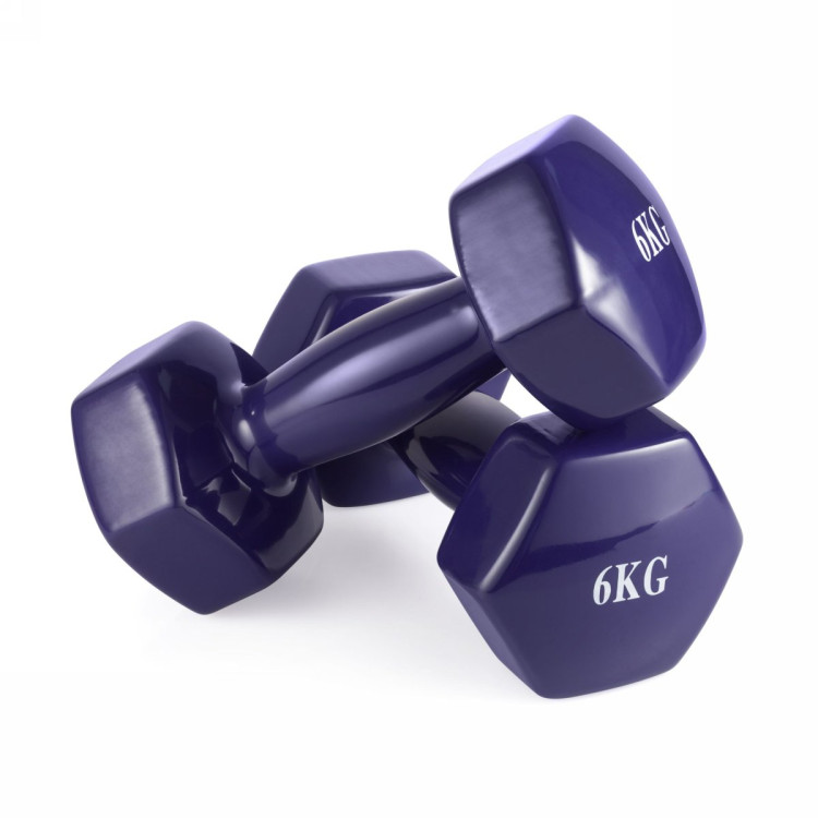 Гантель неразборная 6 кг. винил (2 штуки) VictoryFit VF-DV060-2